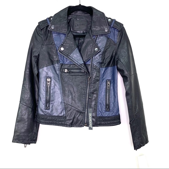 Blank NYC Color Block Patch Faux Leather Jacket xs - Picture 1 of 11
